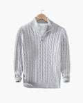 Women's Cable-Knit Sweater With Mock Neck and Zipper