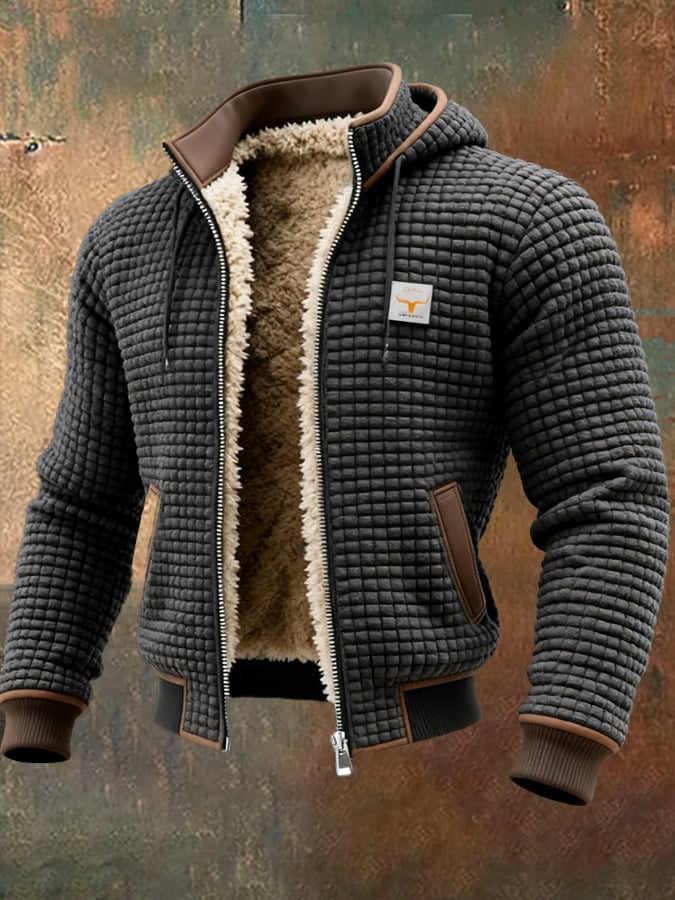 Men's Short Quilted Hooded Jacket With Plush Finish