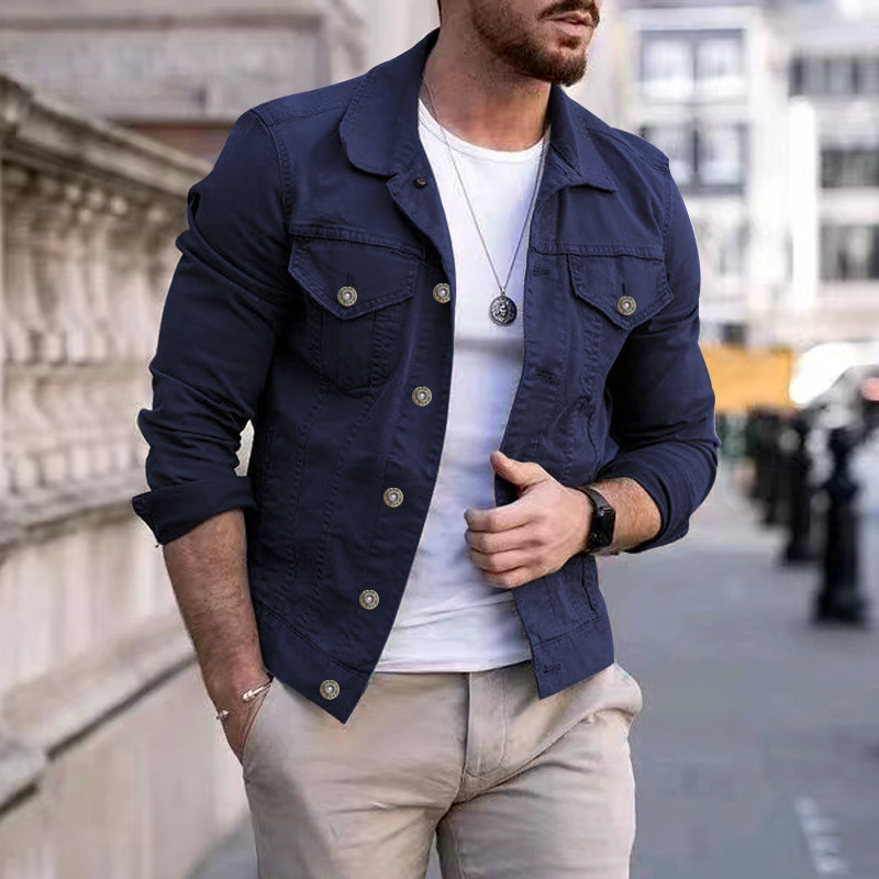 Classic Men's Denim Jacket With Button Pockets