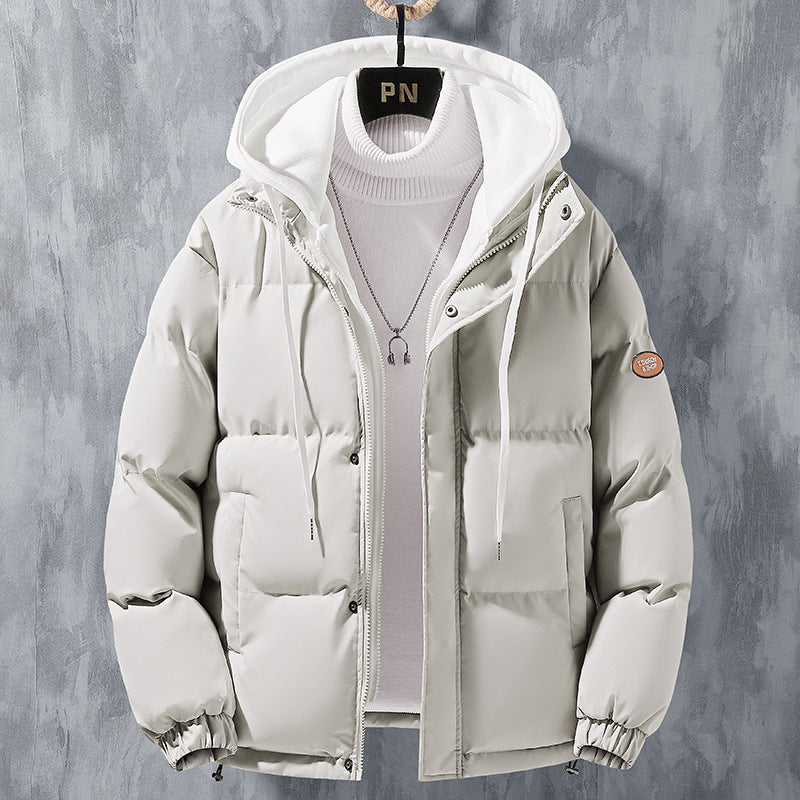 Męska pikowana kurtka z kapturem i zamkiem błyskawicznym