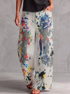 Women's High-Waisted Wide-Leg Pants, Graffiti Print