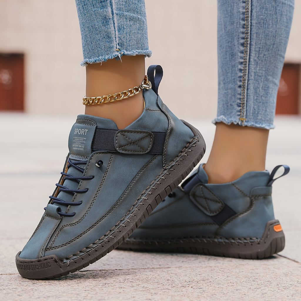 Damskie sneakersy sportowe z wysoką cholewką, sznurowaniem i paskiem na rzep