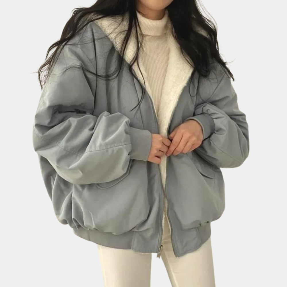 Dámská zateplená bunda bomber s kapucí na zip