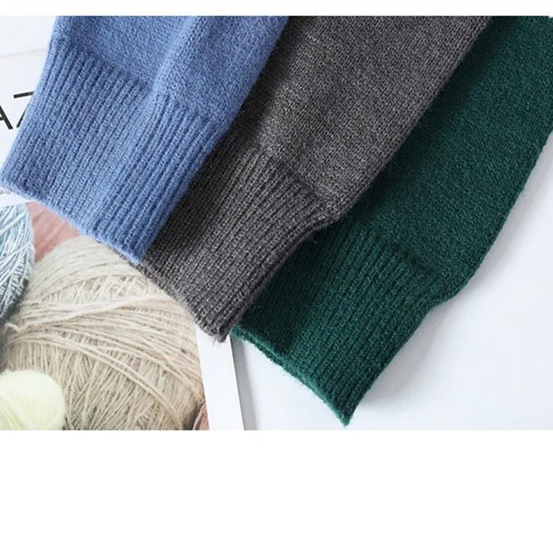 Dzianinowy sweter unisex z patchworkowym wzorem i długimi rękawami