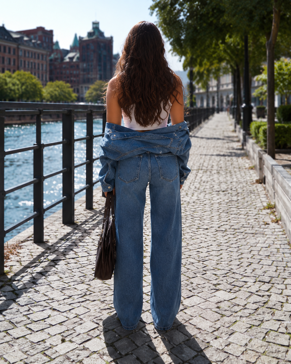 Women's Low-Rise Jeans, Wide Legs, Blue