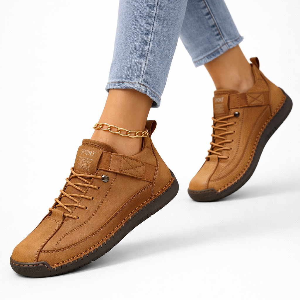 Damskie sneakersy na platformie ze sznurowaniem i zaokrąglonym noskiem