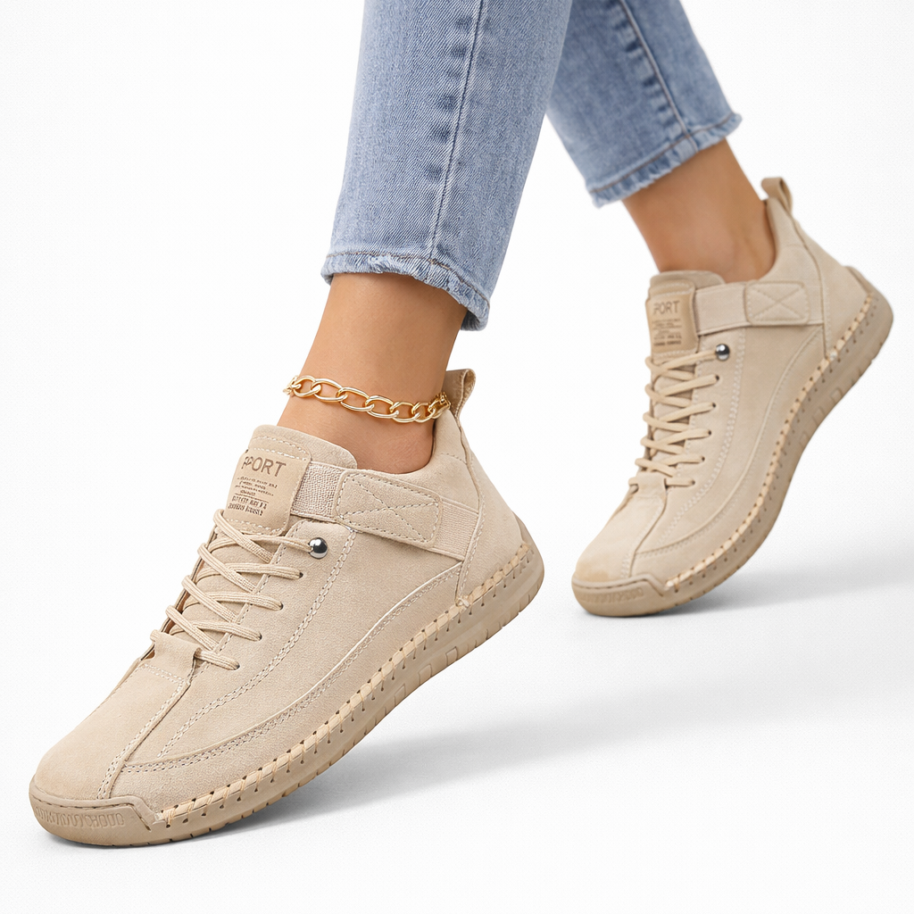 Damskie sneakersy na platformie ze sznurowaniem i zaokrąglonym noskiem