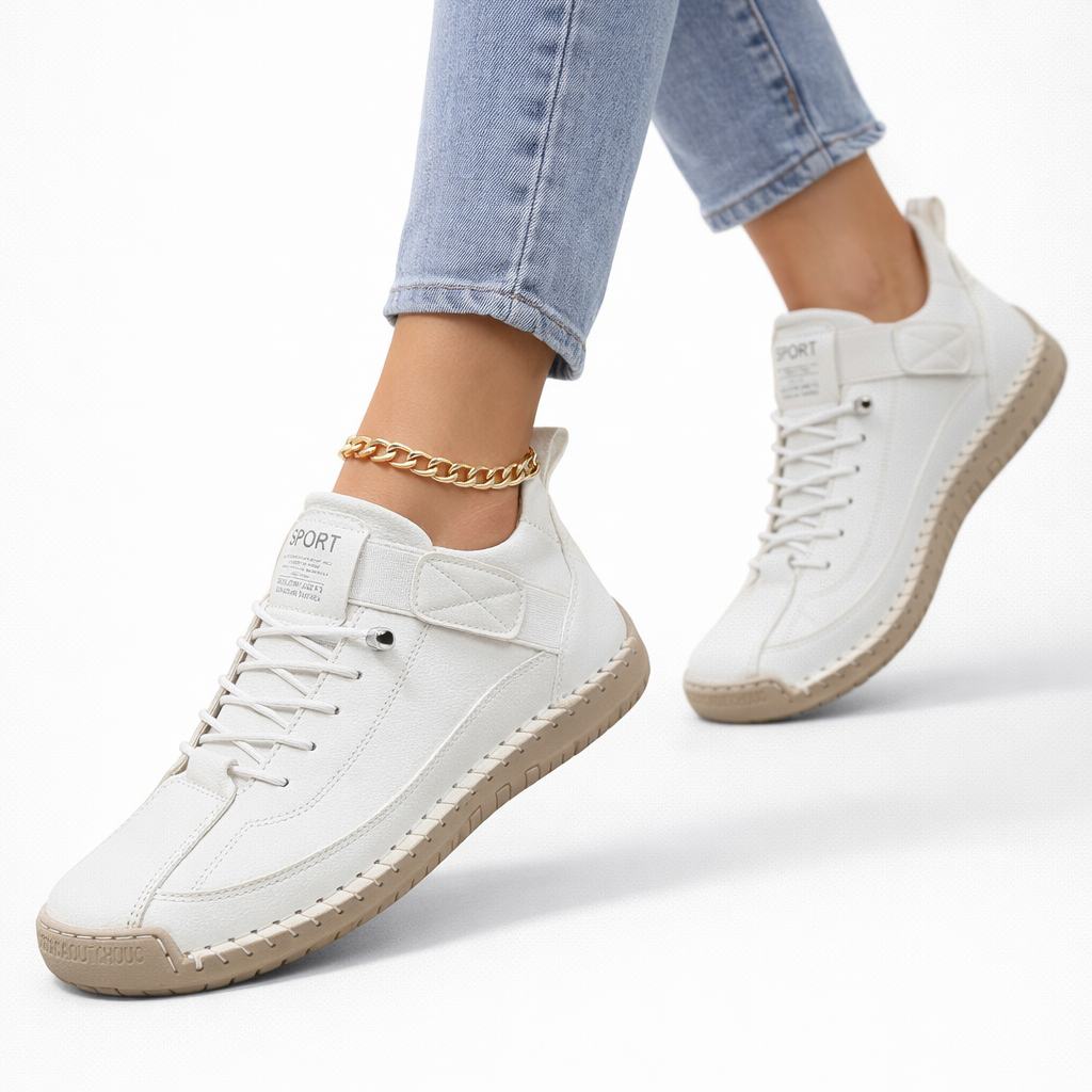 Damskie sneakersy na platformie ze sznurowaniem i zaokrąglonym noskiem
