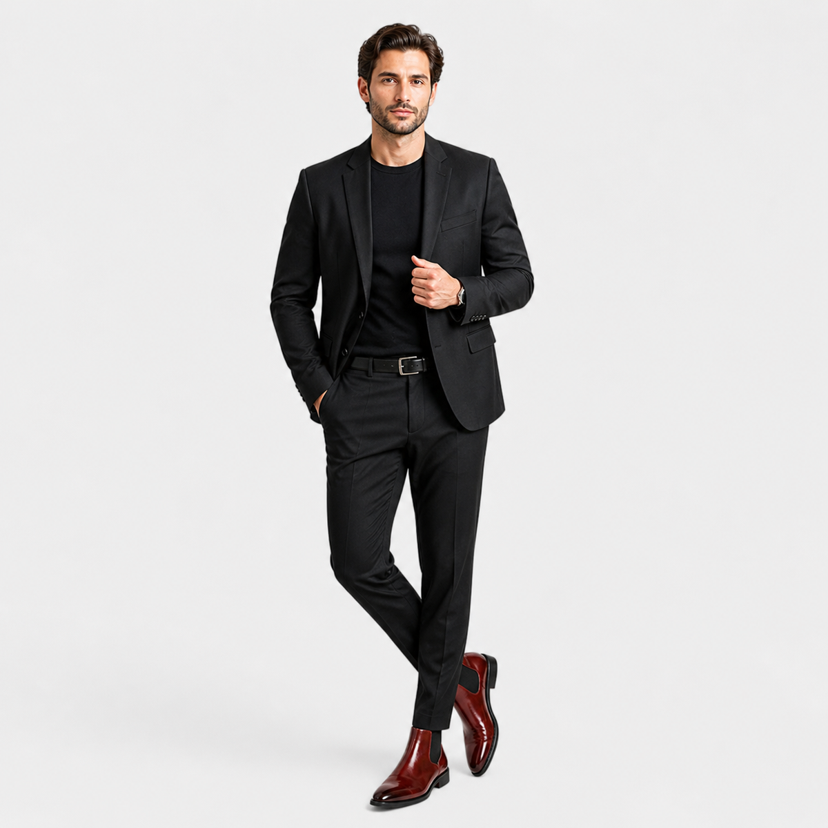 Męskie sztyblety Chelsea z gładką cholewką za kostkę i niskim obcasem