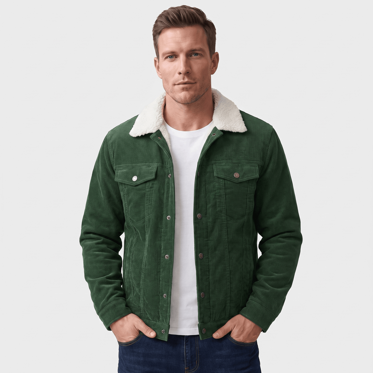 Men's Corduroy Jacket With Collar and Pockets