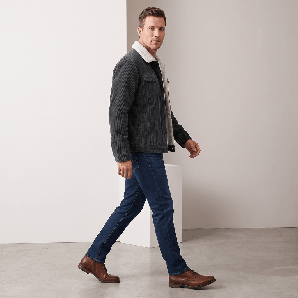 Men's Corduroy Jacket With Collar and Pockets