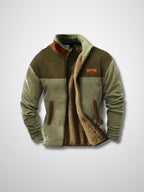 Men's Zip-Up Jacket With High Collar and Patterned Sleeves