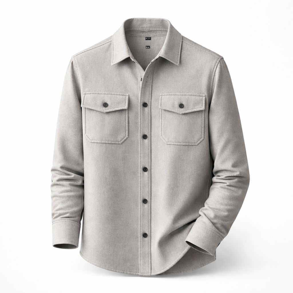Férfi overshirt klasszikus gallérral, mellzsebekkel, hosszú ujjal