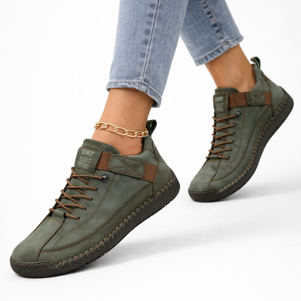 Damskie sneakersy na platformie ze sznurowaniem i zaokrąglonym noskiem