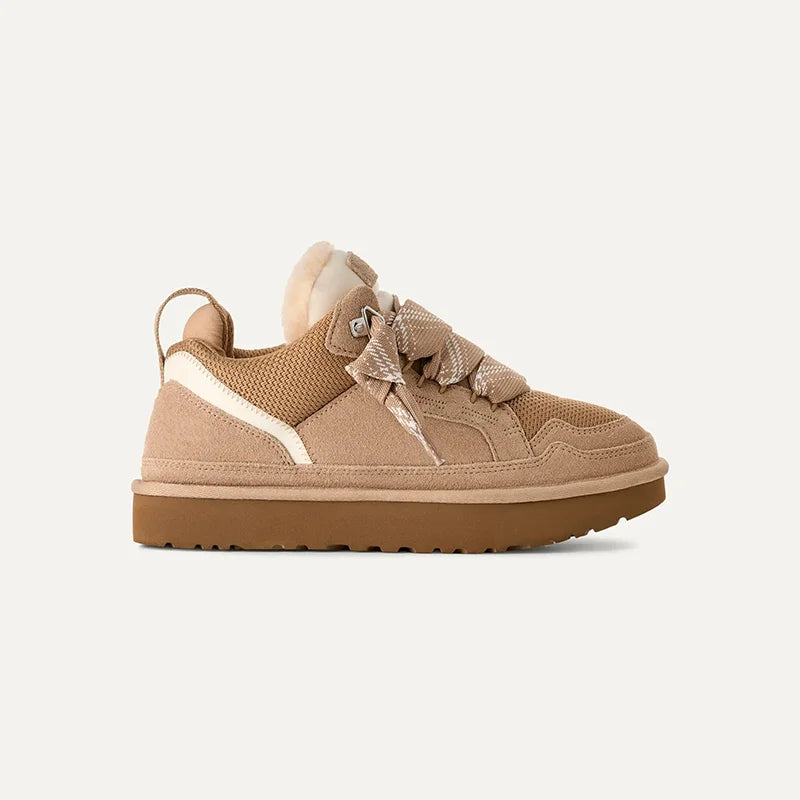 Damskie sneakersy zimowe na platformie z puszystym ociepleniem i sznurowaniem