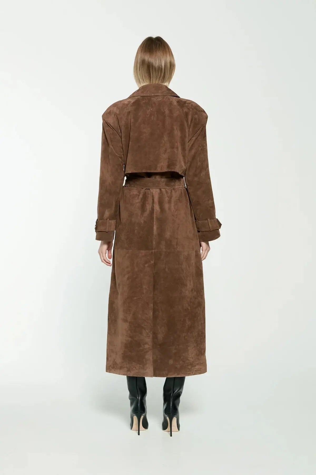 Női hosszú trench kabát övvel, barna