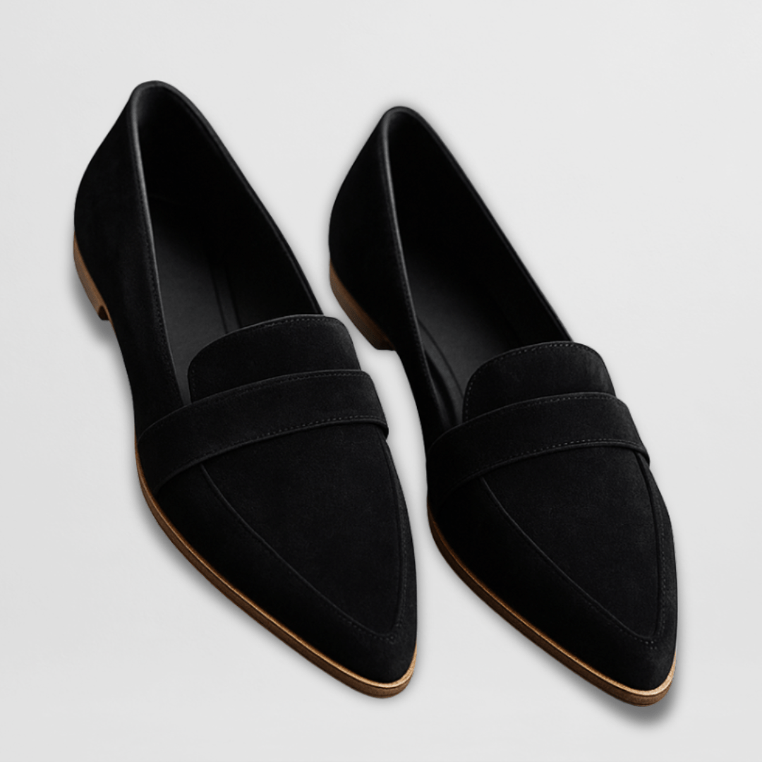 Damskie loafersy wsuwane z paskiem na cholewce i niskim obcasem