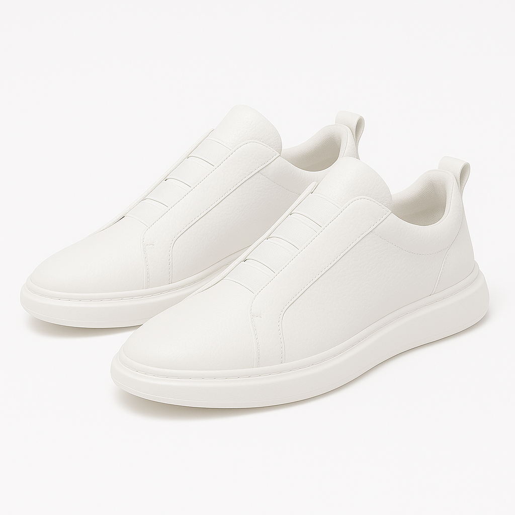 Damskie sneakersy wsuwane z granatową lub białą cholewką i jasną podeszwą