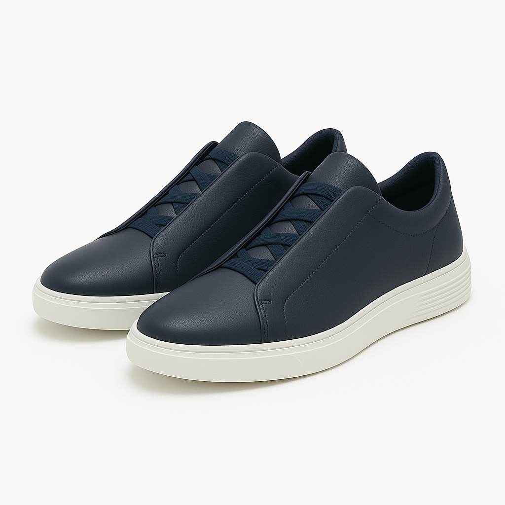 Damskie sneakersy wsuwane z granatową lub białą cholewką i jasną podeszwą