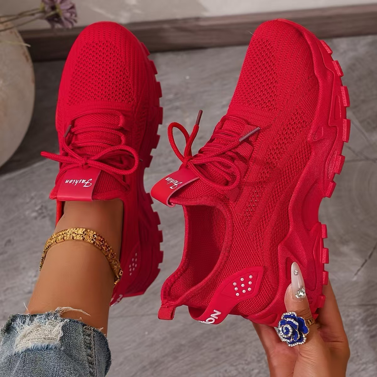 Wielokolorowe damskie sneakersy na masywnej platformie