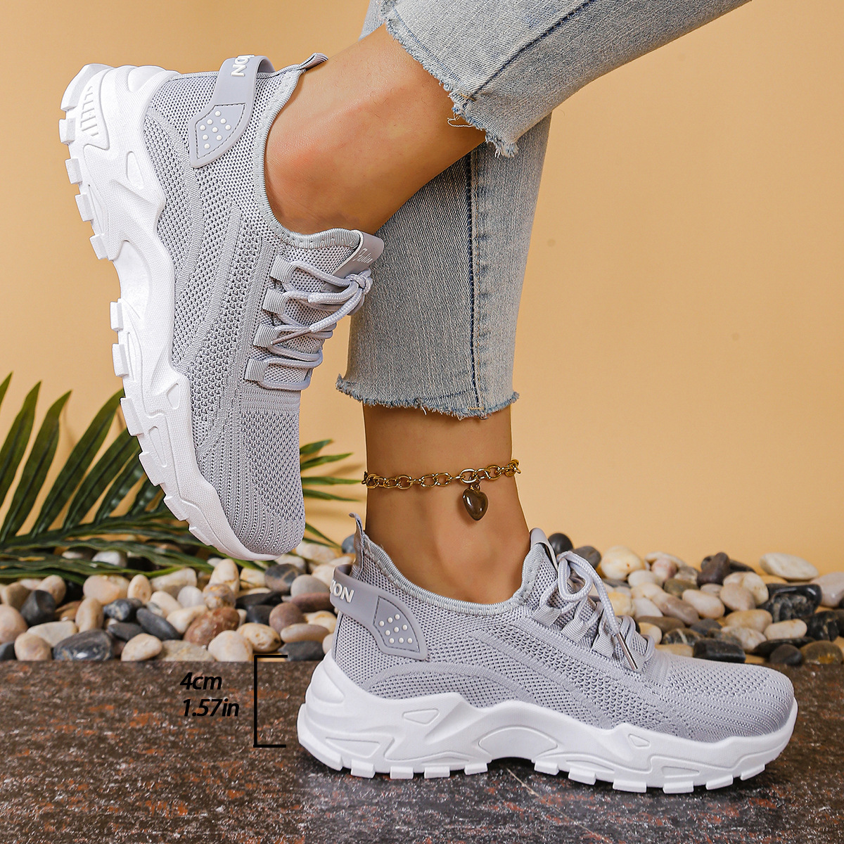 Wielokolorowe damskie sneakersy na masywnej platformie