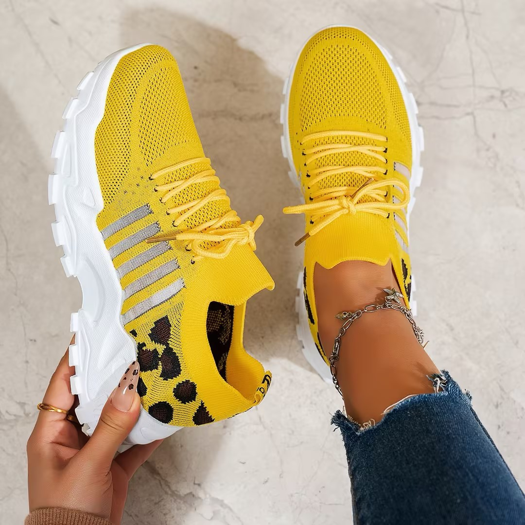 Wielokolorowe damskie sneakersy na masywnej platformie