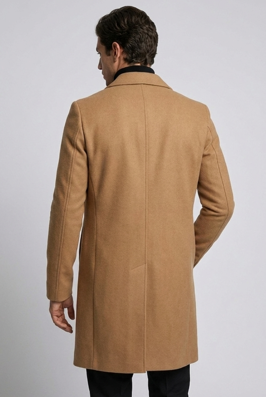 Férfi elegáns slim fit kabát, hosszú, hajtókás