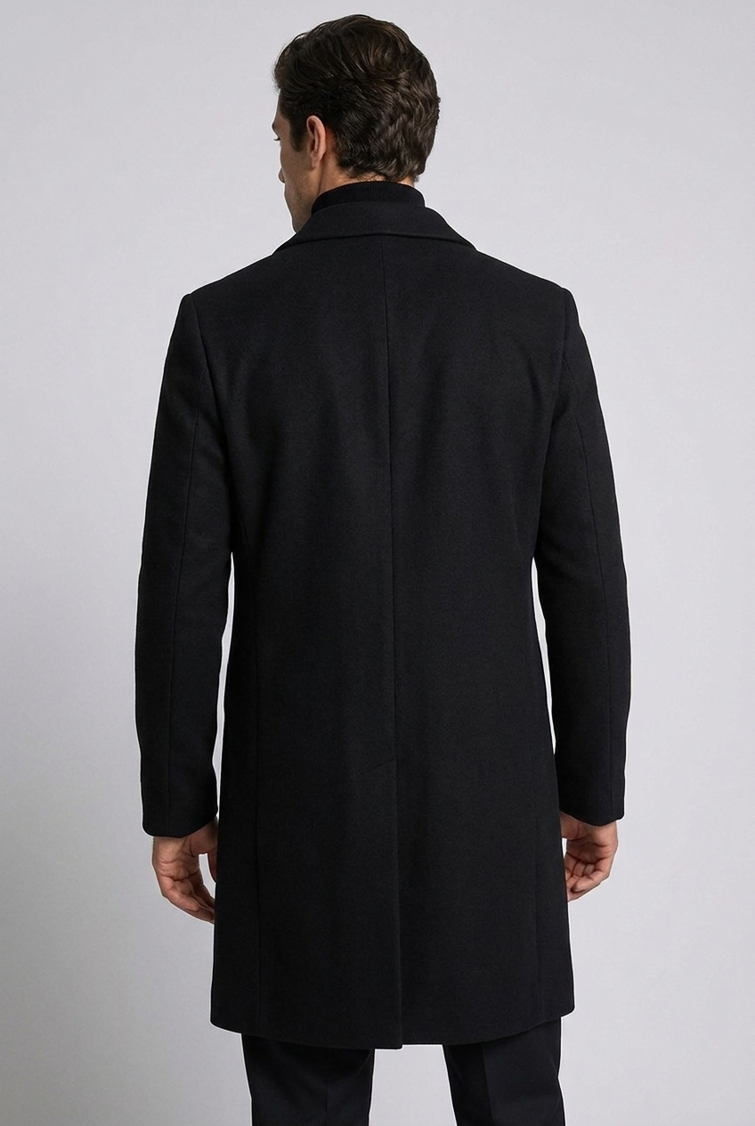 Férfi elegáns slim fit kabát, hosszú, hajtókás