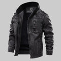 Men's Black Stand Collar Jacket With Zippered Pockets