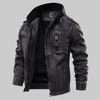 Men's Black Stand Collar Jacket With Zippered Pockets