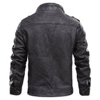 Men's Black Stand Collar Jacket With Zippered Pockets