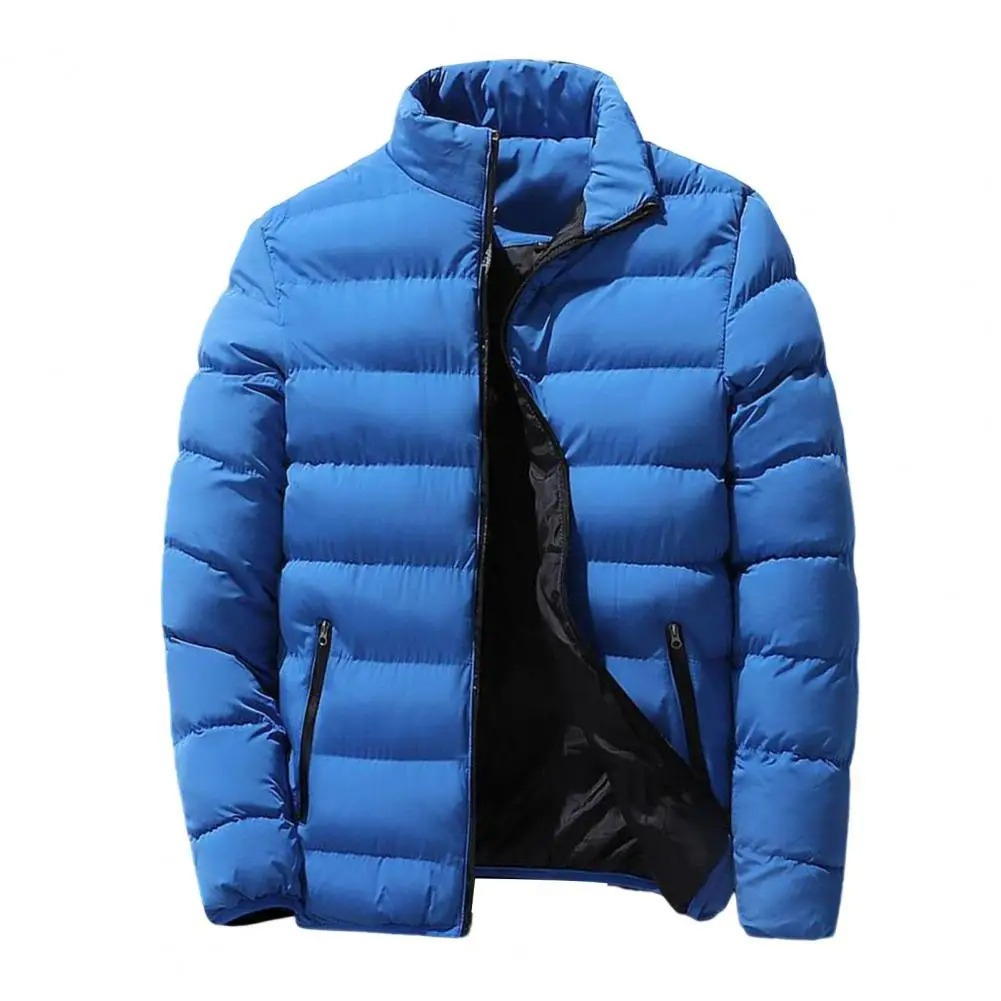 Men's Quilted Down Jacket With Stand Collar, Winter
