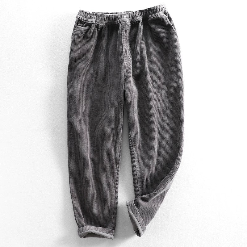 Unisex manšestrové kalhoty s gumou, zúžené nohavice, manžety