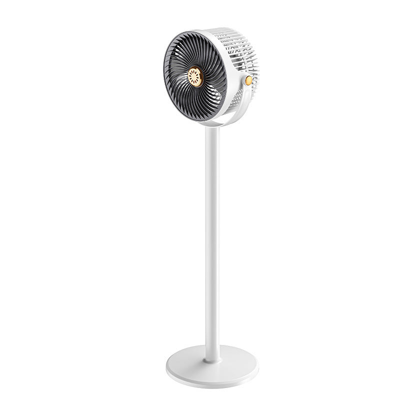 Bílý stojanový ventilátor s rotací 360° a dálkovým ovladačem