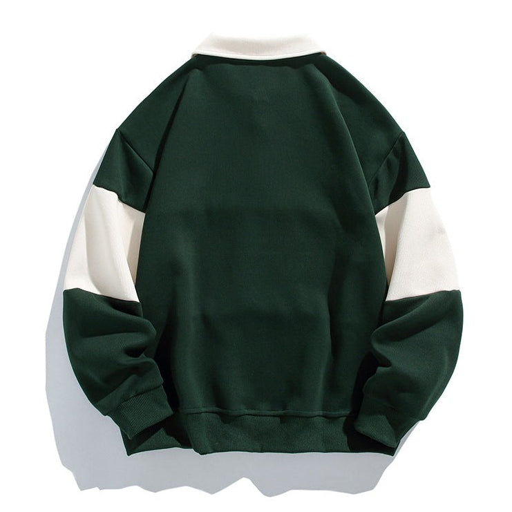 Bluza polo unisex z długim rękawem i kontrastowymi poziomymi pasami