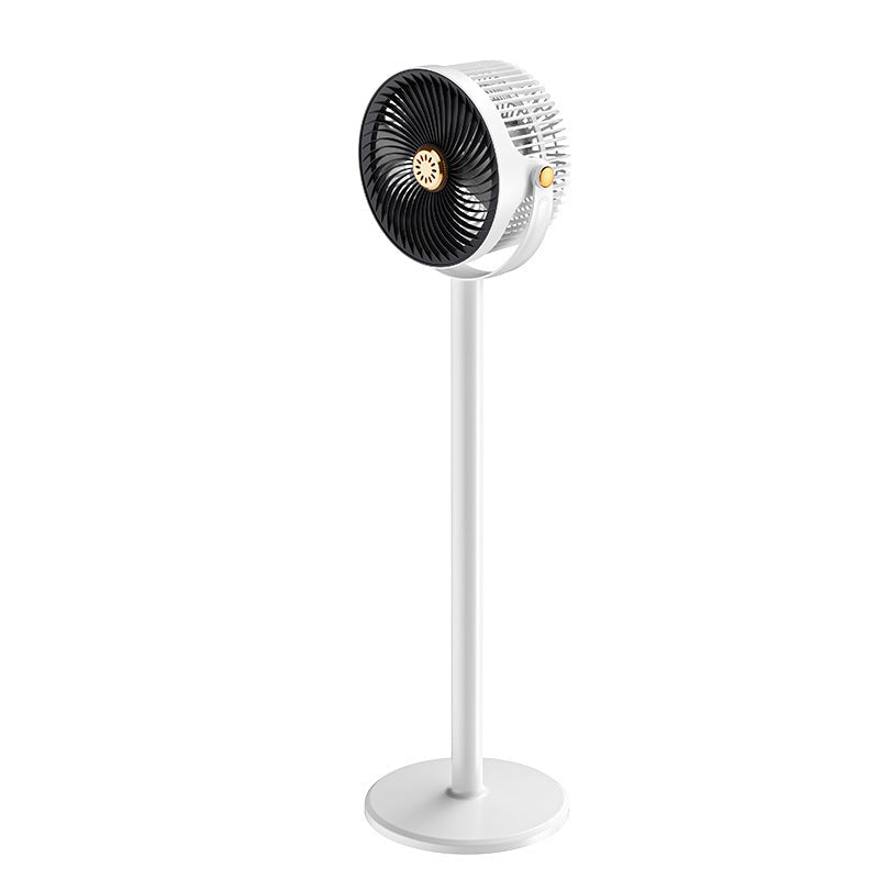 Bílý stojanový ventilátor s rotací 360° a dálkovým ovladačem
