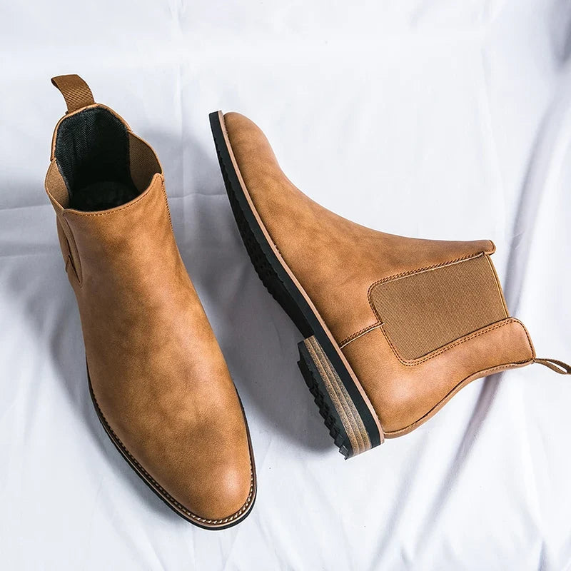 Unisex kotníkové boty Chelsea s ozdobným prošitím, za kotník