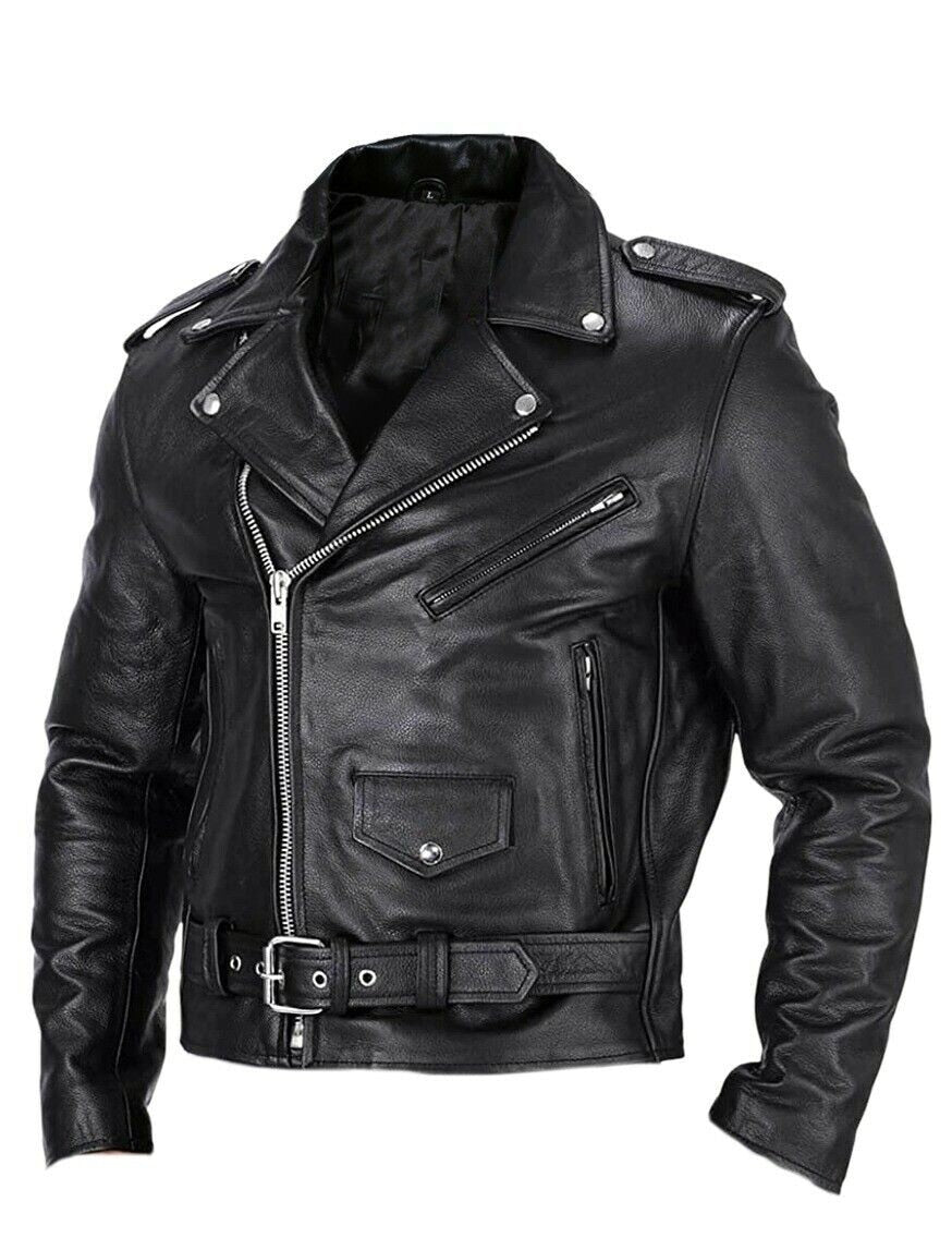 Men's Biker Jacket With Belt and Zippers
