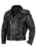 Men's Biker Jacket With Belt and Zippers
