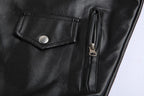 Men's Biker Jacket With Belt and Zippers
