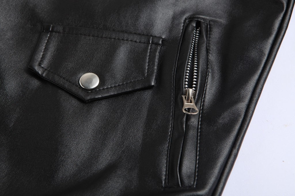 Men's Biker Jacket With Belt and Zippers