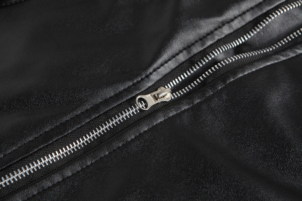 Men's Biker Jacket With Belt and Zippers