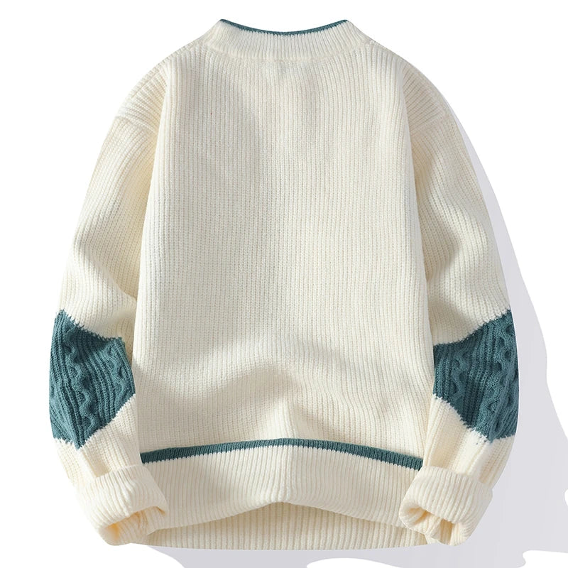 Dzianinowy sweter unisex z geometrycznymi wzorami i długimi rękawami