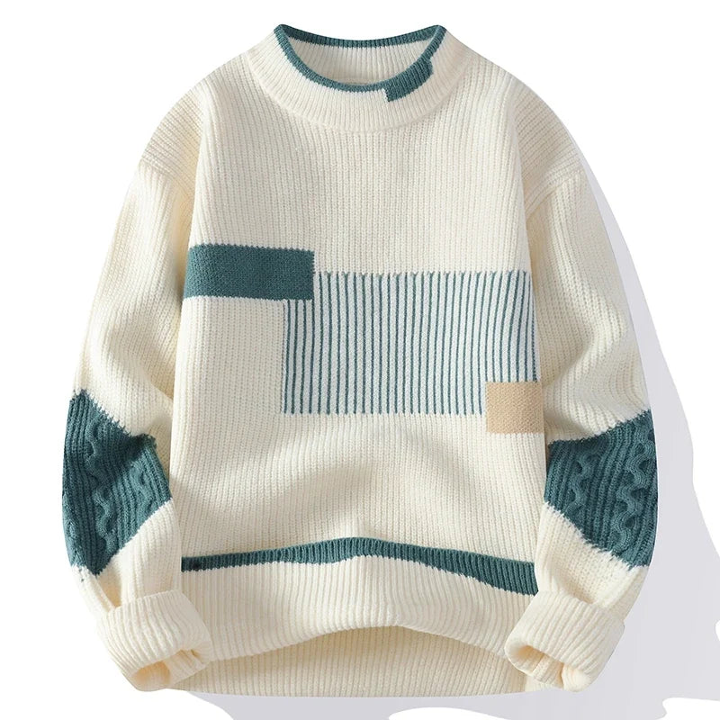 Dzianinowy sweter unisex z geometrycznymi wzorami i długimi rękawami