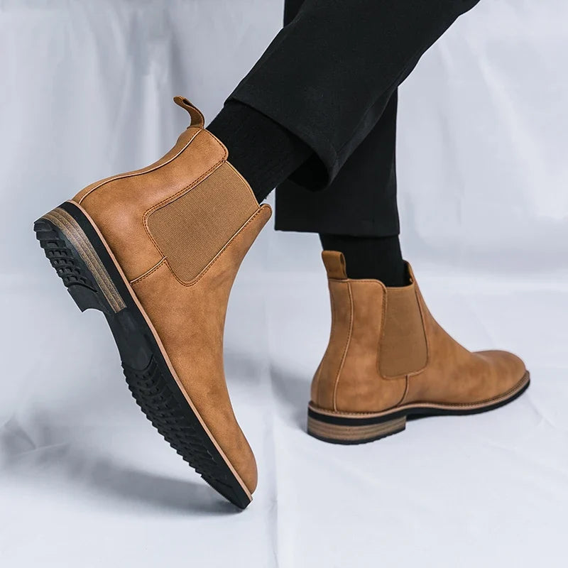 Unisex kotníkové boty Chelsea s ozdobným prošitím, za kotník