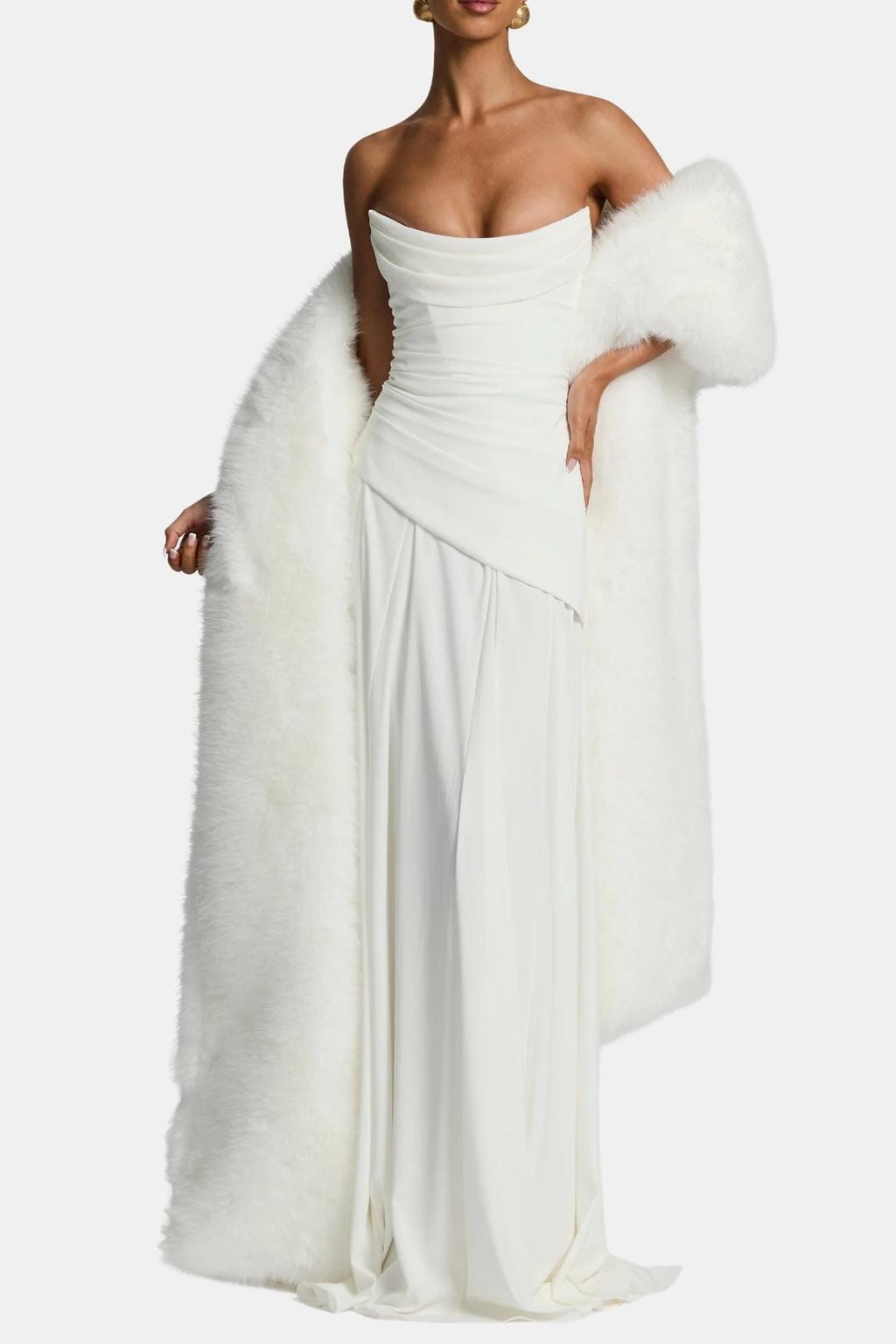 Női hosszú maxi stóla bolyhos felülettel, elegáns kivitelben