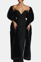 Női hosszú maxi stóla bolyhos felülettel, elegáns kivitelben