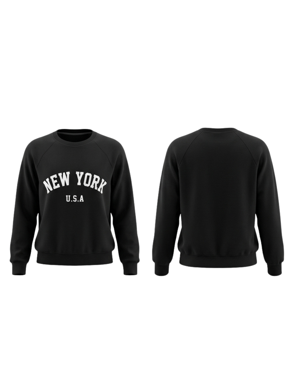 Női fekete melegítőfelső New York felirattal, kerek nyakkivágással