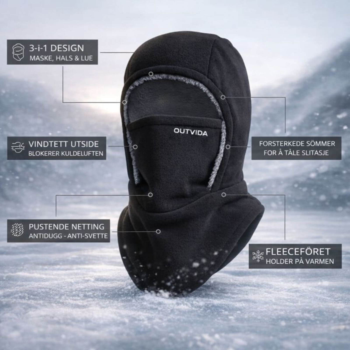 Unisex balaklava 3 v 1 s ochranou obličeje