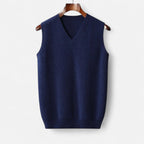 Férfi pulóvermellény V-nyakkivágással, ujjatlan